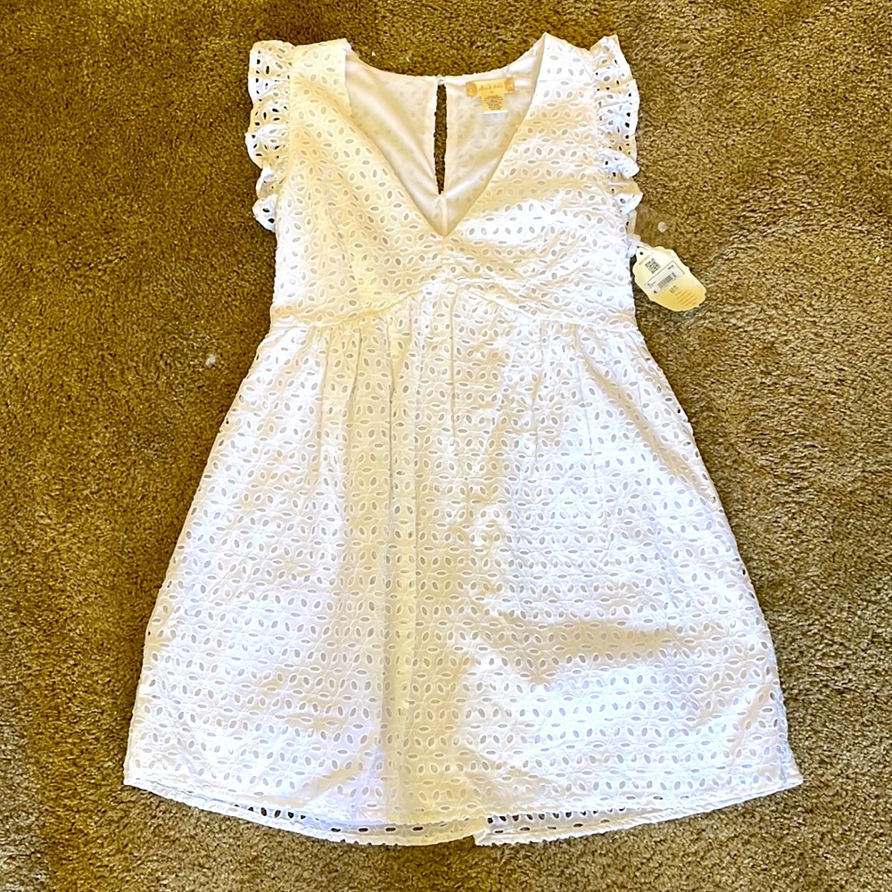Cute white cotton eyelet mini dress